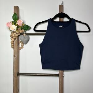 Madewell Make Weekend Longer Crop‎ Sleeveless Blue Tank Size Small